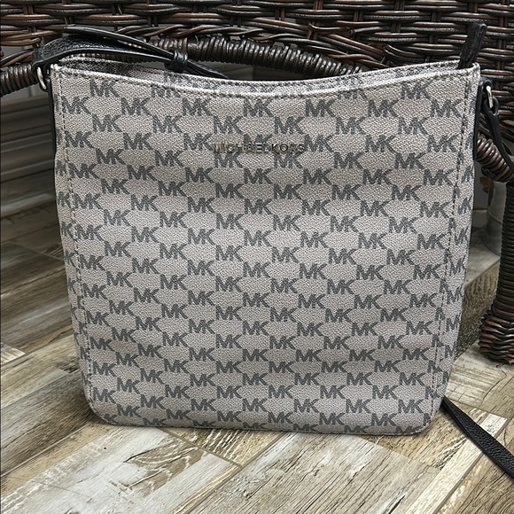 Michael Kors Gray and Black Crossbody Bag with Monogram Design - Picture 10 of 10